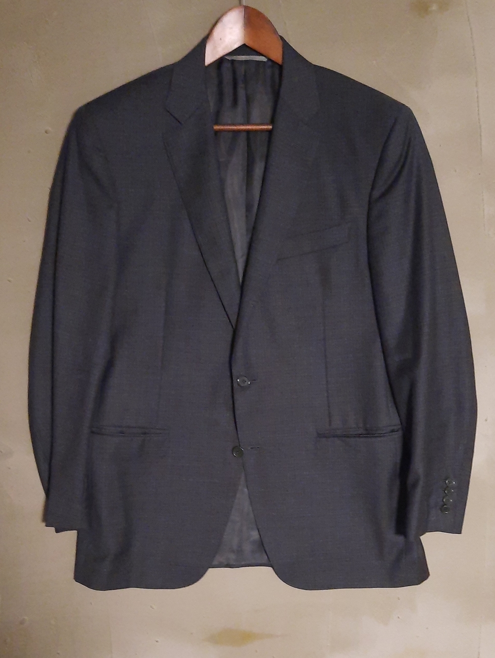 Men's Classic Canali Charcoal Blazer - Dark Charcoal And Blue Two-Button Jacket